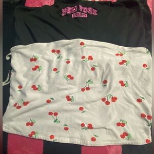 2 tube tops rue 21 Xl black with pink lettering and white with cherry’s